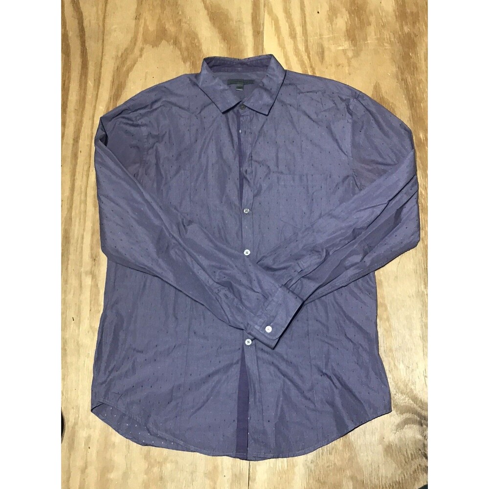 john varvatos shirt Men L Button Down Purple Long Sleeve Collared @j6
